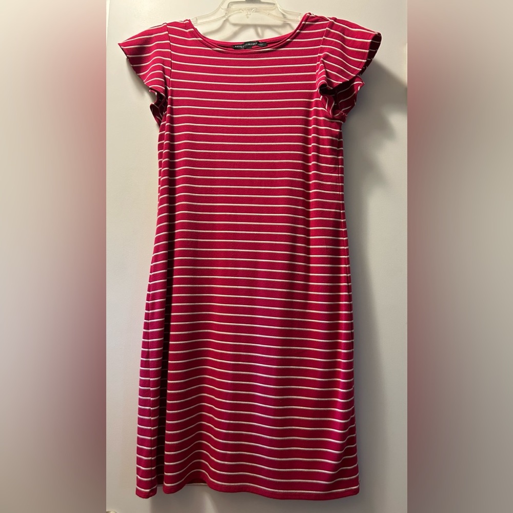 White House Black Market T-shirt Dress Pink White Stripes size XS